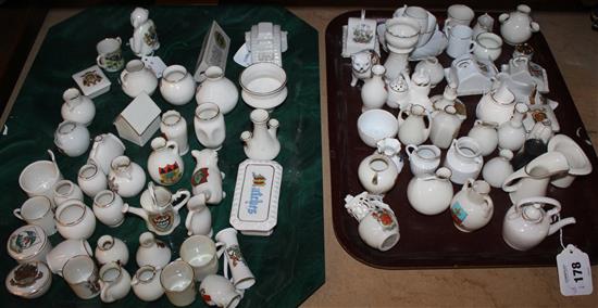 Collection of crested souvenir china, inc an Alexandra WWI tank, Goss, Grafton, Victoria, Foley & Swan (40)